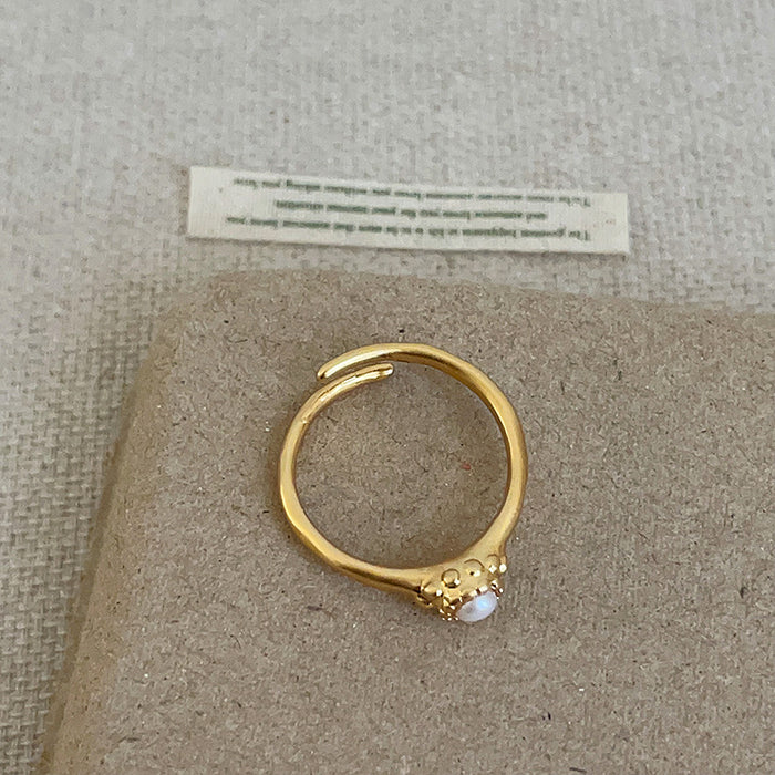 Wholesale Gold Ring with Pearl Flowers
