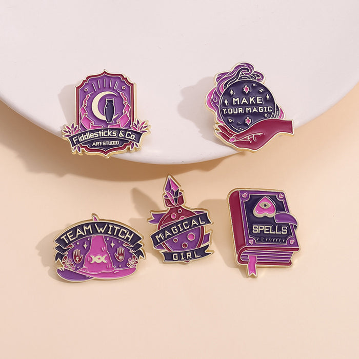 Wholesale Zinc Alloy Purple Romantic Brooch Set Dreamy Design Fashion Accessory