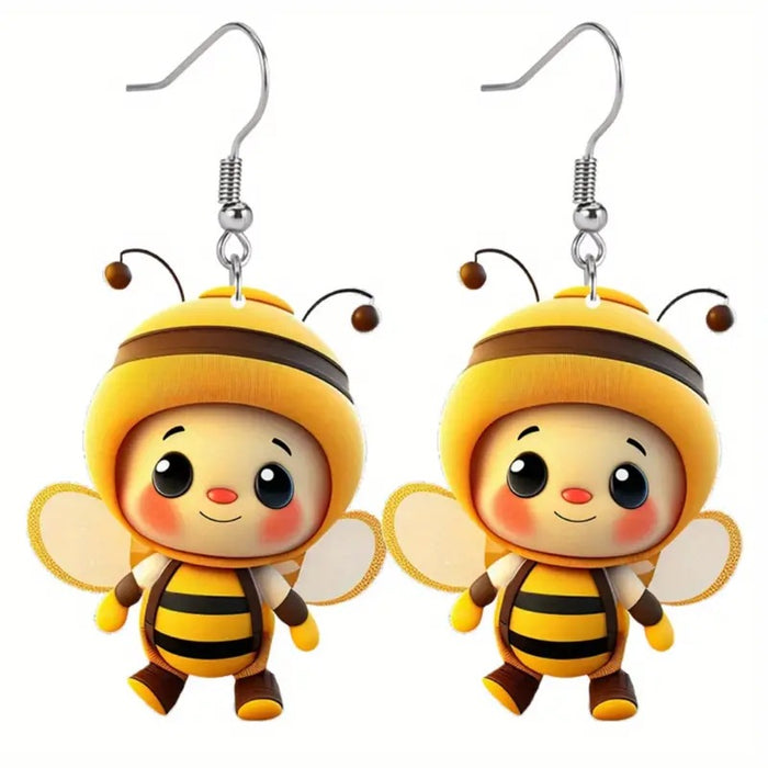 Wholesale Acrylic Flat Cartoon Bee Earrings JDC-ES-WenT032