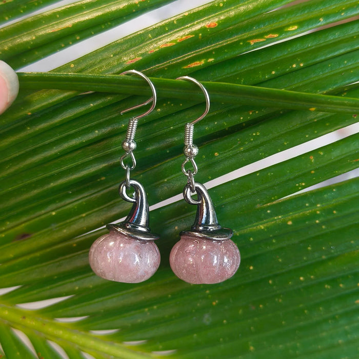 Wholesale Natural Stone Crystal Pumpkin Earrings  Witch Personalized  Jewelry