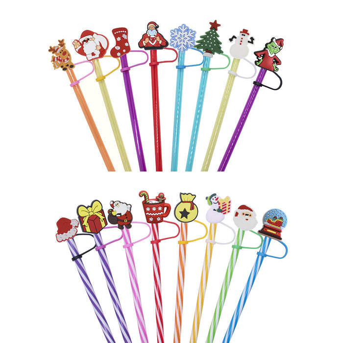 Wholesale of 100pcs Christmas PVC Straw Sleeves JDC-SCR-RunYaYuan001