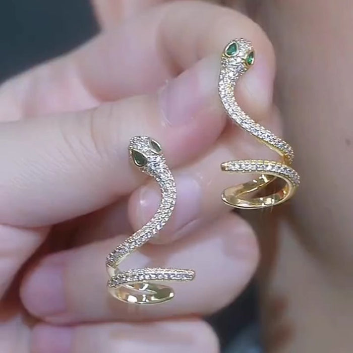 Wholesale Personalized design with micro inlaid snake earrings, fashionable and stylish one-piece ear bone clip earrings
