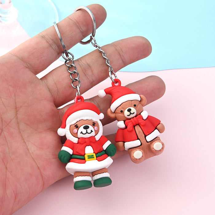 Wholesale 10PCS PVC Christmas Tree Snowman Doll Keychain JDC-KC-AQing011