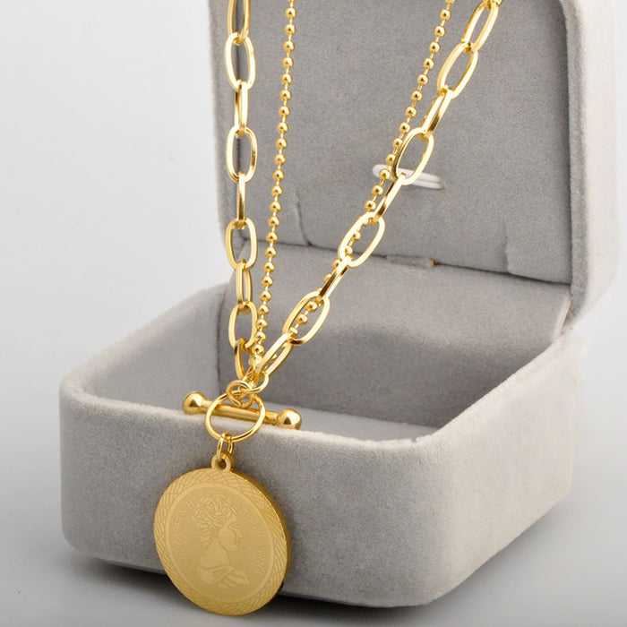Wholesale  steel beauty head necklace sweater chain