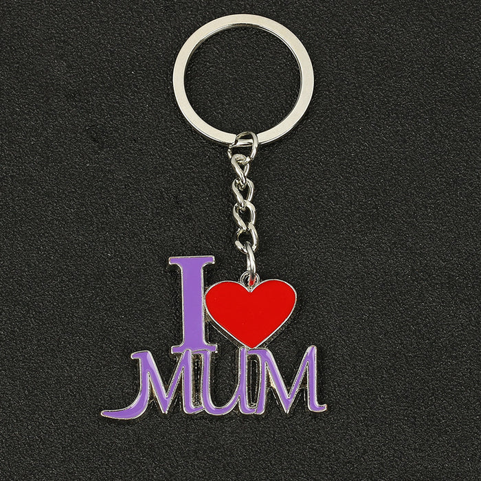 Wholesale Metal I LOVE MUM English Letter Keychain JDC-KC-Aohong011