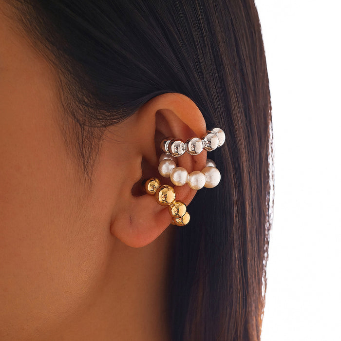 Wholesale Jewelry Fashion No Ear Hole Light Luxury Pearl 3-Piece Set