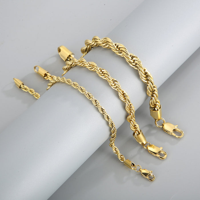 Wholesale 2pcs 18K Gold Two-color Twist Chain Stainless Steel Bracelet JDC-BT-KaLun001