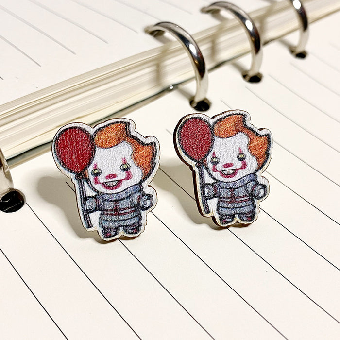 Wholesale  wooden stud earrings printing exaggerated holiday earrings