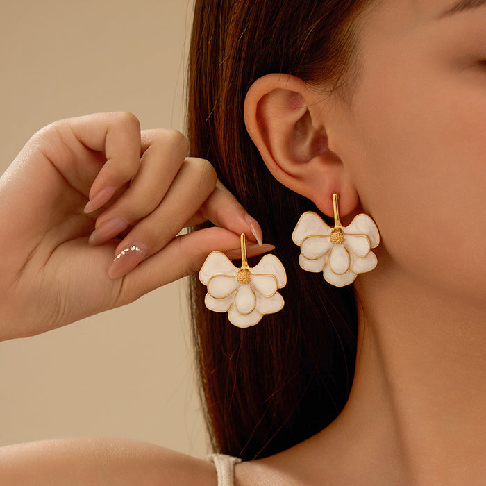 Wholesale Artistic retro glazed flower earrings with gentle and exquisite atmosphere, earrings with studs and earrings