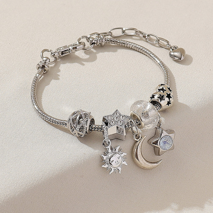 Wholesale Star Moon Sun Pendant Hollow Love Beaded Crystal Bracelet JDC-BT-Qianzi004