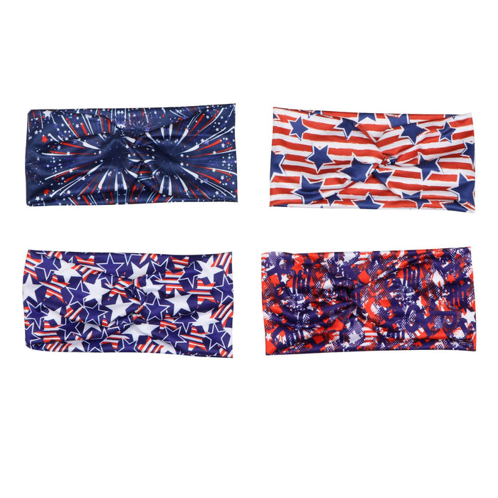 Wholesale Elastic Milk Silk Wide-brimmed American Independence Day Headband JDC-HD-FanEn001