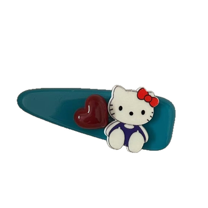 Wholesale Blue water drop heart cat hairpin sweet style versatile girl side duckbill clip hairpin