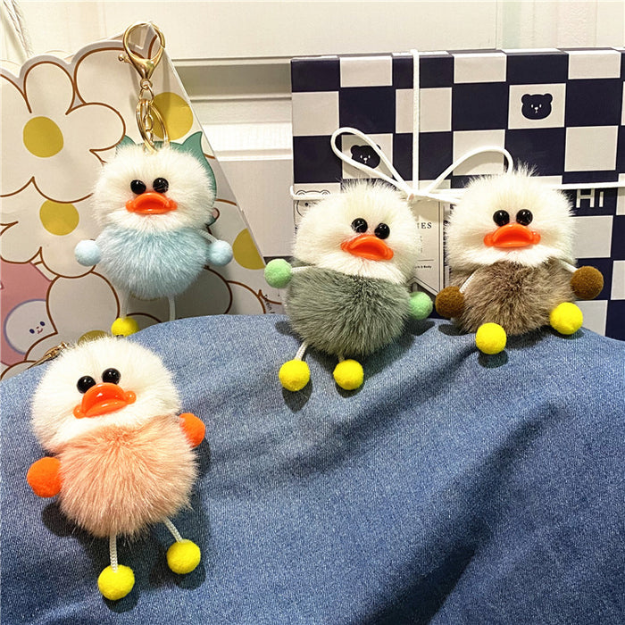 Wholesale Duck keychain cute plush student bag pendant cartoon elf car keychain accessories