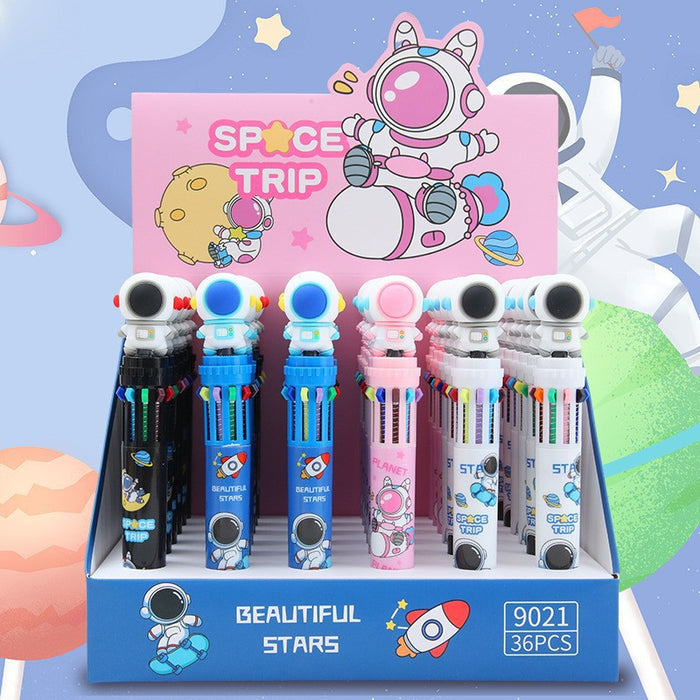 Wholesale 36pcs Halloween Soft Rubber Grip 10-Color Ballpoint Pen Set Cartoon Design