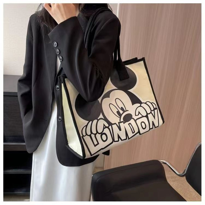 Wholesale cartoon canvas bag niche design commuter bag for women large capacity tote canvas bag