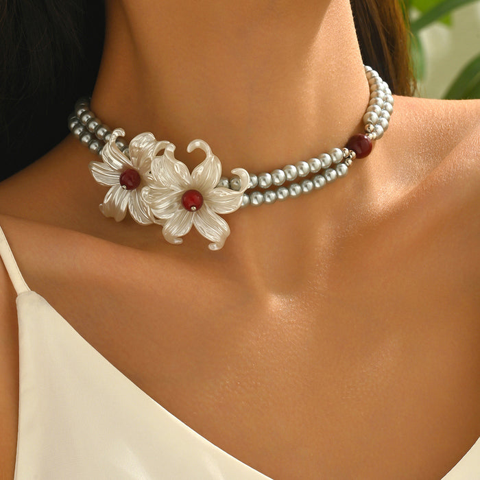 Wholesale Gold Flower Calla Lily Collar Necklace Zinc Alloy Fashion Accessory