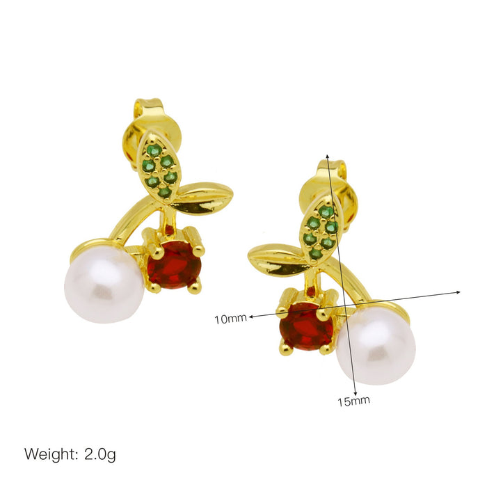 Wholesale Colorful oil-dripping cherry ladybug earrings