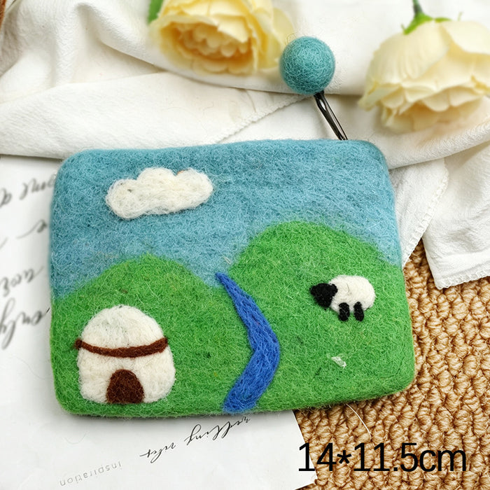 Wholesale Modern Felt Sheep Coin Purse Cute Cartoon Animal Phone Bag MOQ≥10