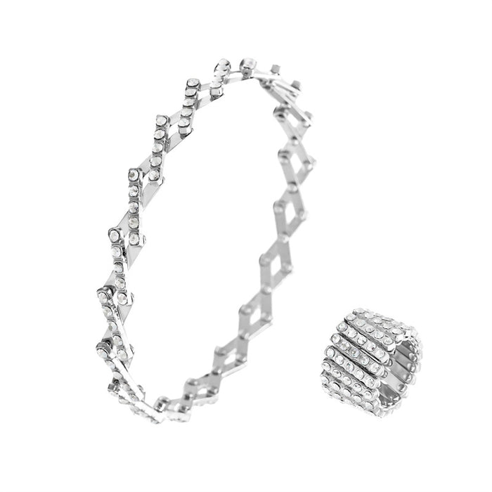 Wholesale five-row Diamond telescopic ring a two-piece ring deformable bracelet