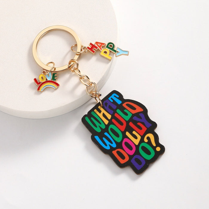 Wholesale Wooden BEKIND Letter Keychain JDC-KC-RongRui033