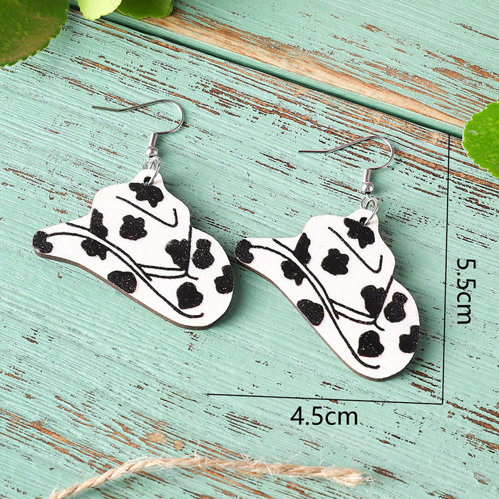 Wholesale Creative earrings western cowboy tribal style earrings cow pattern cowboy hat earrings fashionable women' s accessories
