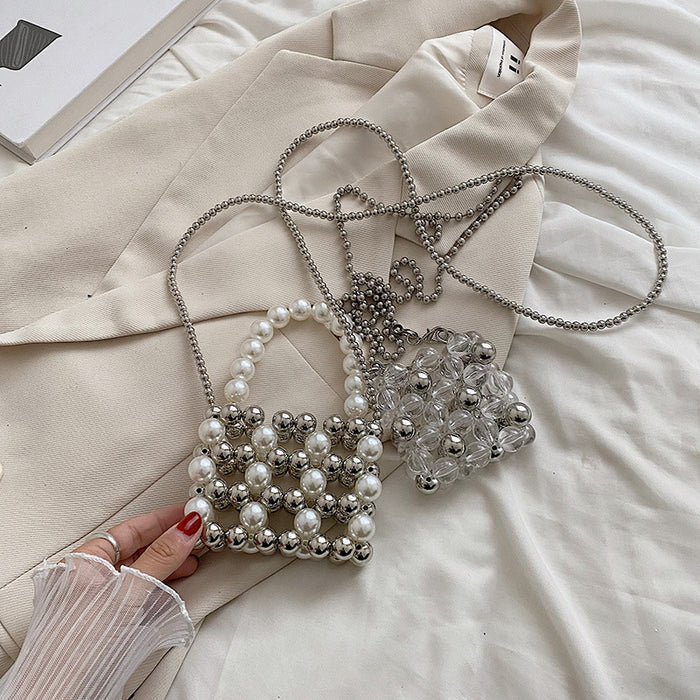 Wholesale Small handbag handmade bead pearl bag, niche fashion mini crossbody bag