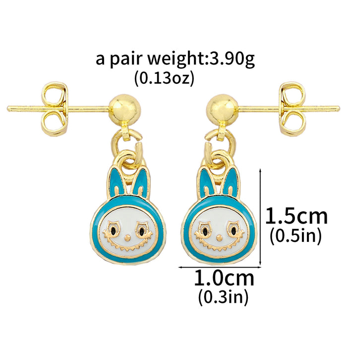 Wholesale Necklace Earrings  Cartoon Cute Metal Enamel Set Pendant Ear Pin Holiday Gift