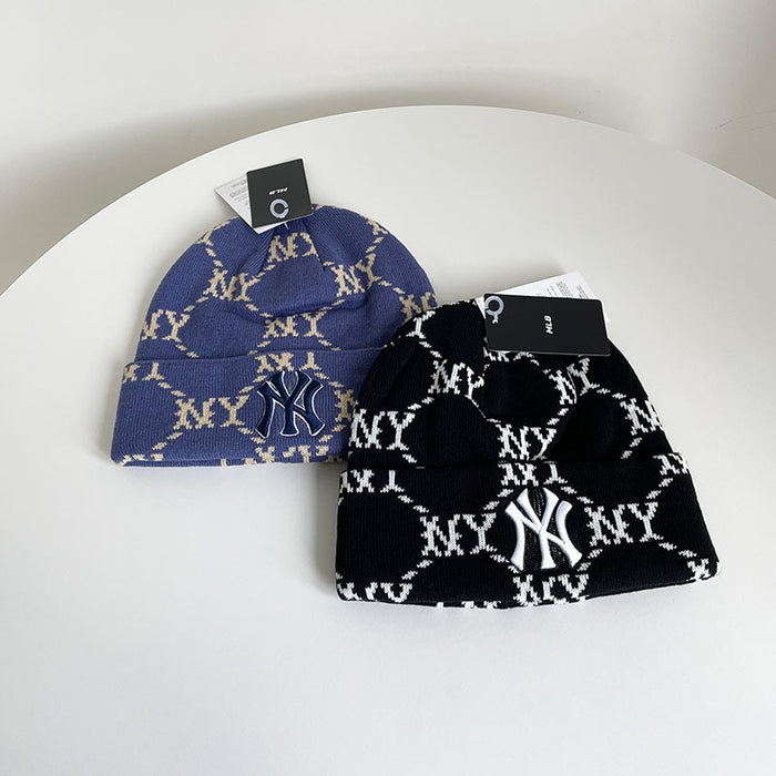 Wholesale autumn and winter all-over printed jacquard knitted hat for cold protection and warmth ear protection pullover hat JDC-HT-MaiM002