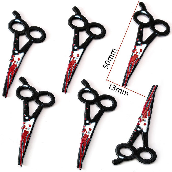 Wholesale Halloween Acrylic Scissors Axe Funny Props Double-sided Printing Pendant DIY Earrings Bracelet Accessories JDC-DIY-QianH001