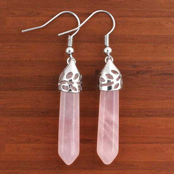 Wholesale Earrings Natural Crystal Natural Gemstone Hexagonal Post JDC-ES-YinW003