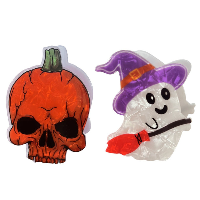 Wholesale headdress funny skull pumpkin clip witch hat ghost hairpin half-tied ponytail clip hair accessories
