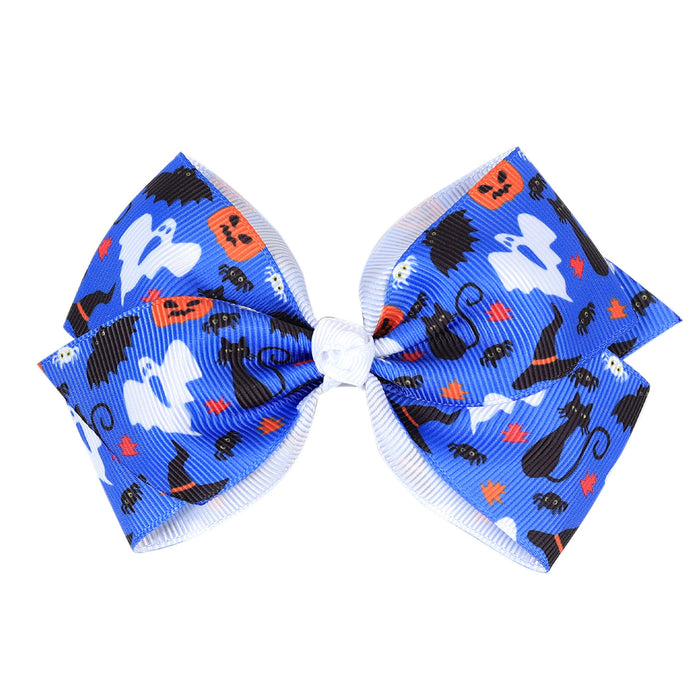 Wholesale Halloween Pumpkin Series Printed Bow Hairpin JDC-HC-QiuN016