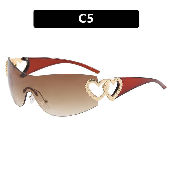 Wholesale Love accessories, one-piece sunglasses, trendy sunglasses, integrated sunglasses