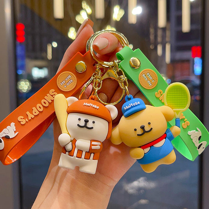 Wholesale PVC Cartoon Line Puppy Badminton Keychain Bag Charm Gift
