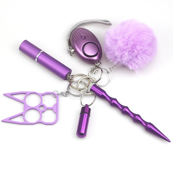 Wholesale Stainless Steel Women S Safety Keychain 6 Piece Set Personal Alarm Whistle Trendy Everyday Fashion Accessory For Boutique Resale