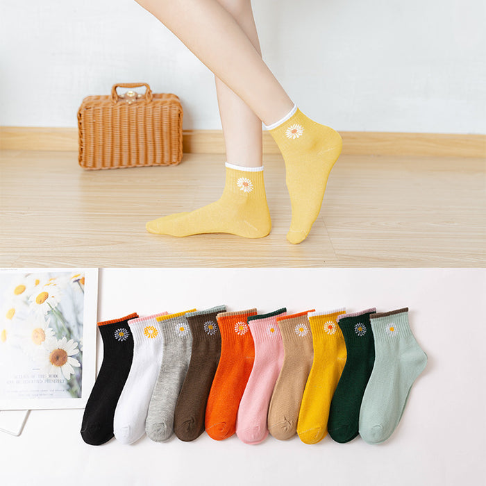 Wholesale of 10pcs Medium Tube Chrysanthemum Socks JDC-SK-Miqi002