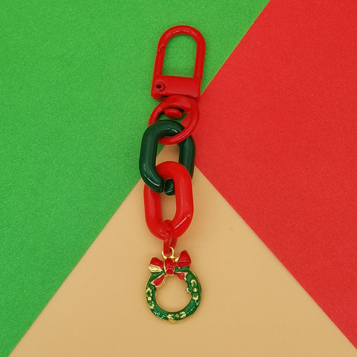 Wholesale Christmas Keychain Pendant Cute  Snowflake Elk Tree Snowman Mobile Phone Chain Bag Pendant