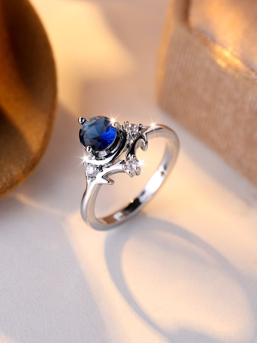 Wholesale  wish new antler blue diamond ring simple