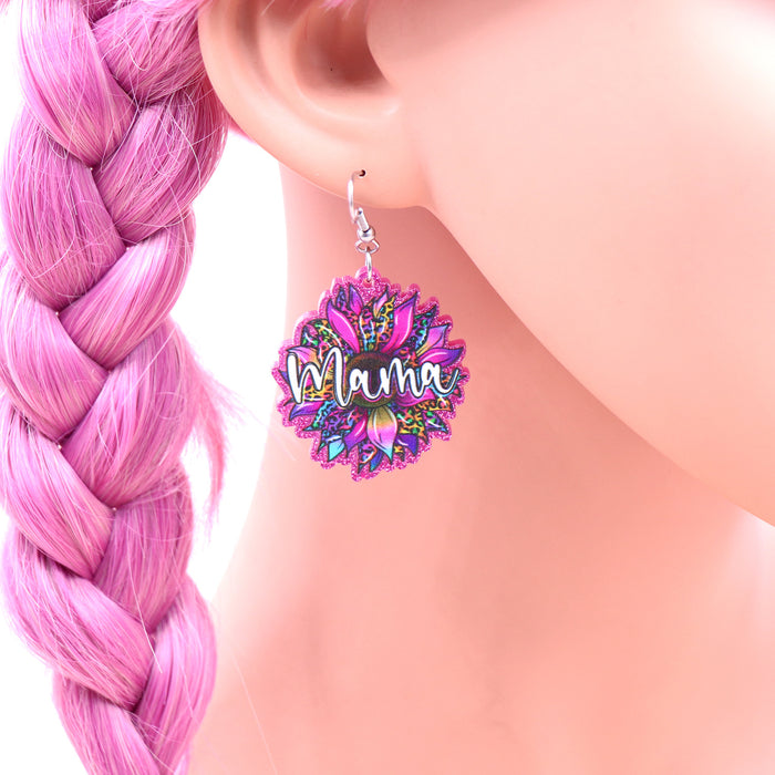 Wholesale Colorful Flowers Mom Mother's Day Acrylic Earrings JDC-ES-XiaoYan006