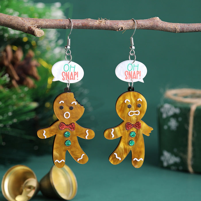 Wholesale Christmas Double-Layer Acrylic Gingerbread Earrings