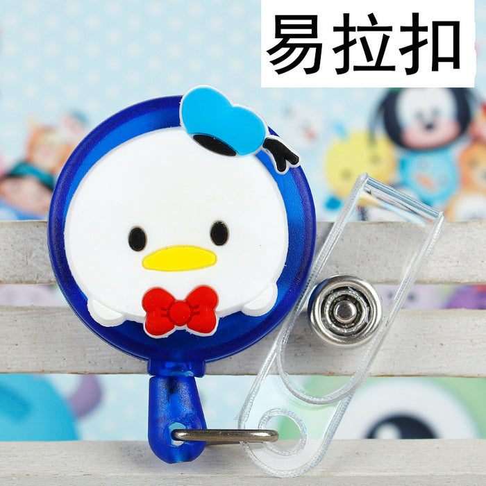 Wholesale Cartoon Badge Scroll Retractable Plastic Keychain JDC-KC-LuoKe001