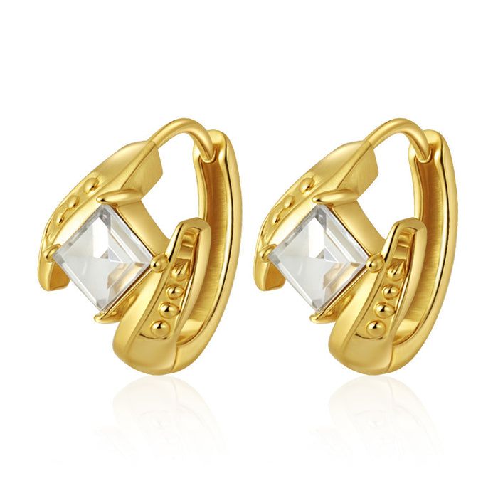 Wholesale Simple Tassel Small and Stylish Zircon-Encrusted Bow Stainless Steel Earrings for Women Trendy 18K Hoop Earrings Versatile