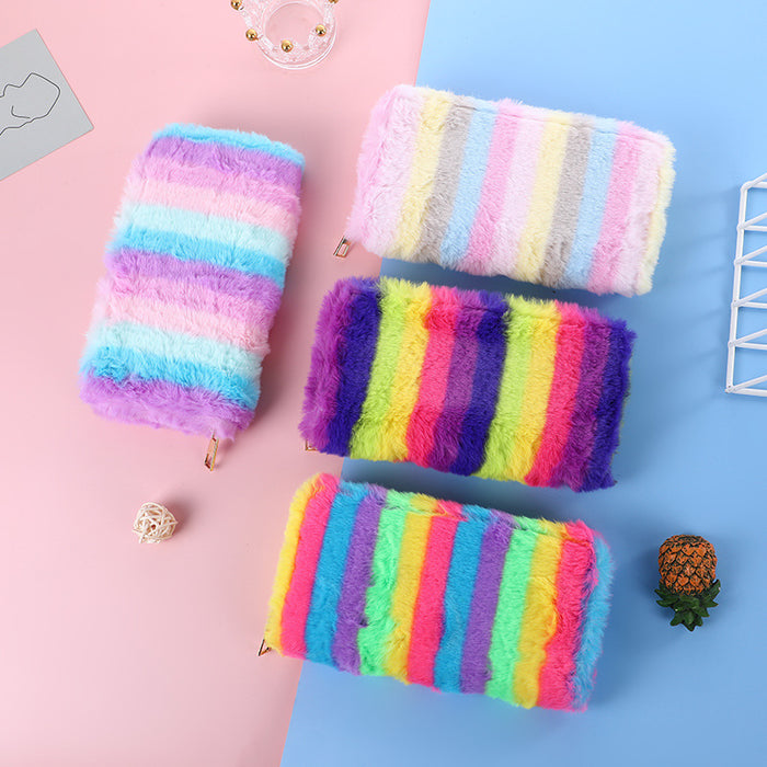 Wholesale Colorful Striped Plush Cute Wallet JDC-WT-HuHong003