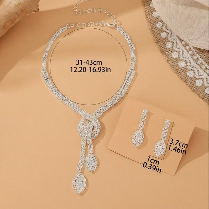 Wholesale Loose diamond and zircon women' s necklace and earring jewelry set
