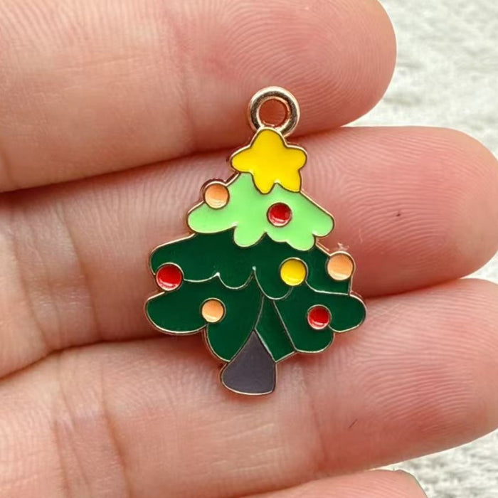 Wholesale 10pcs New oil-drip Christmas-themed alloy accessories  cartoon snowman  reindeer,   DIY pendant accessories