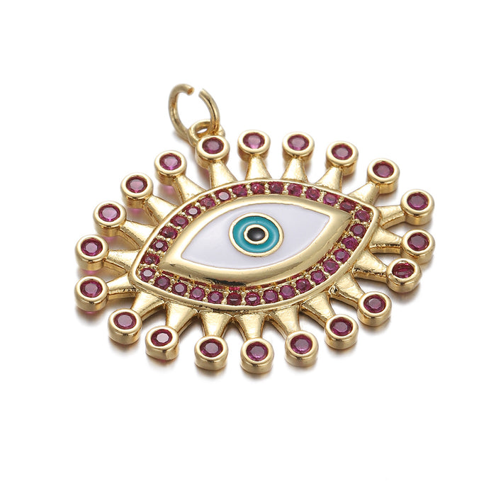 Wholesale Turkish Evil Eye Zircon Oil Drop Pendant JDC-PT-YJ009