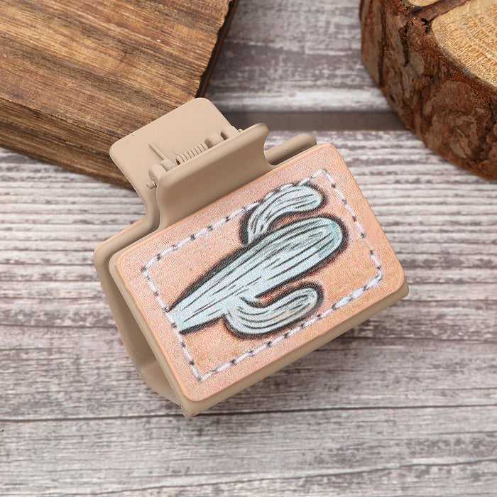 Wholesale Western Style Cactus Butterfly Flower Leather Hairpin Women Shark Clip Clamp AliExpress