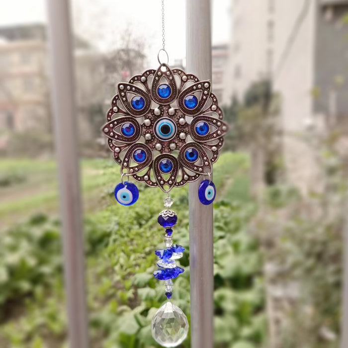 Wholesale Devil's Eye Crystal Sun Shop Dream Blue Eyes Diamond Mirror Ball Pendant Decorative Rearview Mirror