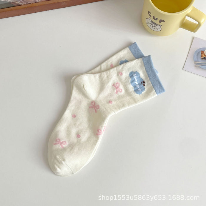 Wholesale Cartoon socks, new cute mid tube cotton socks, dog striped socks