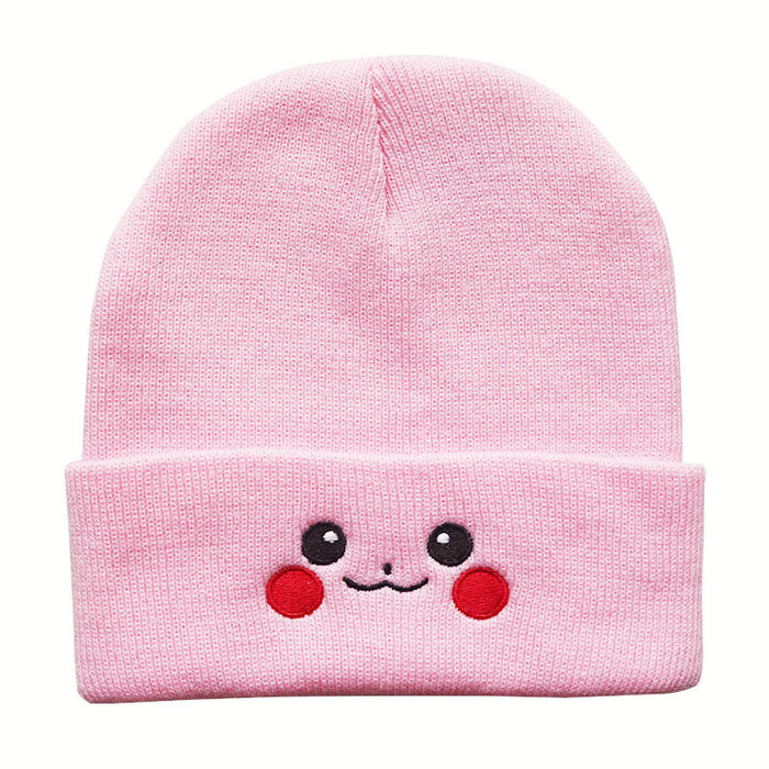 Wholesale Cartoon Cute Smiley Face Embroidery Acrylic Knitted Beanie JDC-FH-LvH015